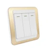 SHARE new design White &Gold Color pc material Panel Push Button 3 gang 2 way light switch 250v 16a