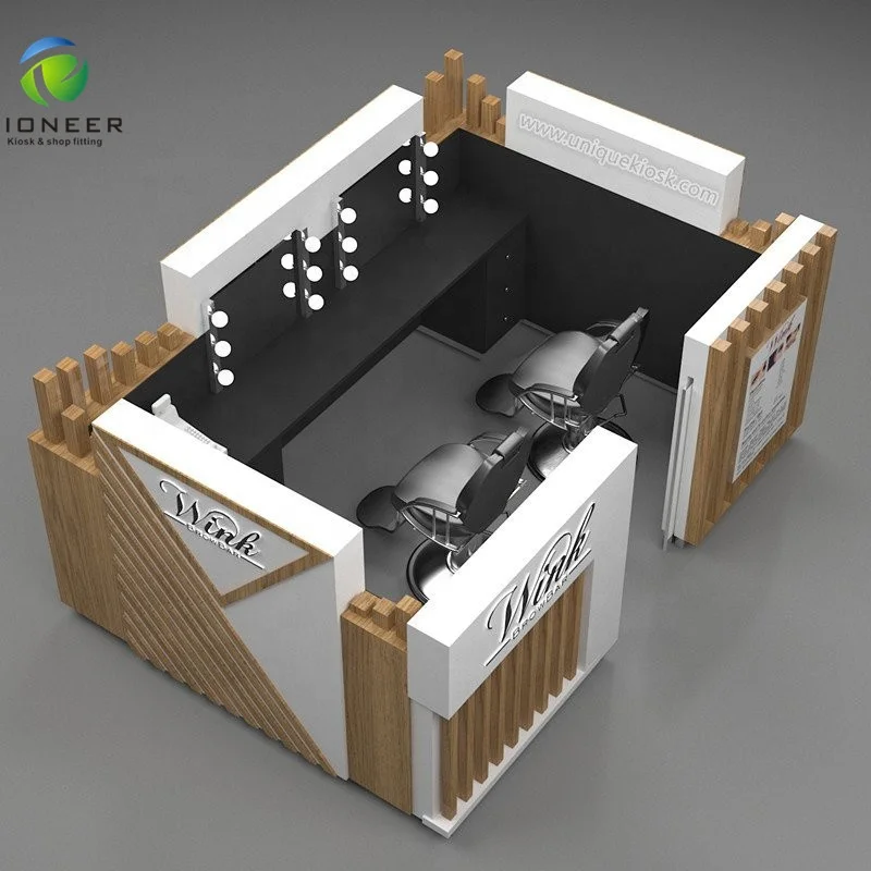

Wooden Design Hot Sale Customized Eyebrow Display Kiosk For Retail Store