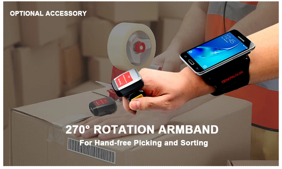 Wearable Wrist Barcode Scanner Bluetooth 4.0 Wireless Data Capture Pda