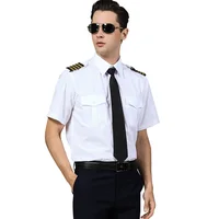 

White classic Men's pilot uniform shirt with epaulette