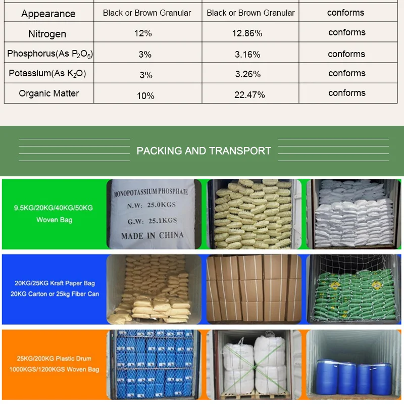 Granular state and organic fertilizer classification npk12-3-3 for agriculture