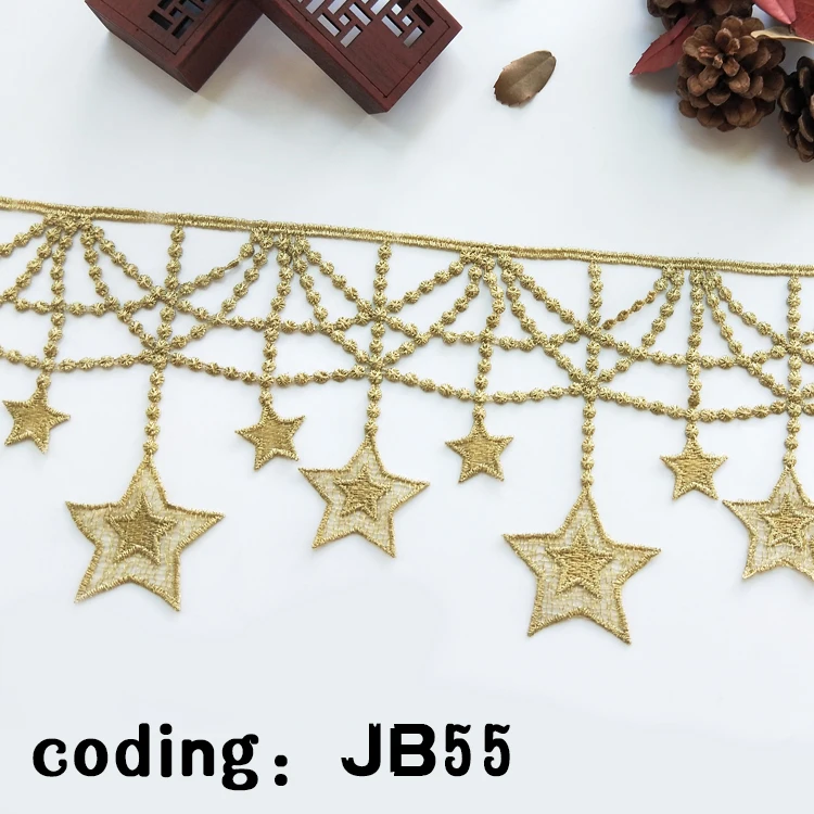 

fashion Indian garment decoration golden star embroidery lace trim wholesale, Gold or customized