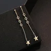 Gold&Silver Star Thread Drop Dangle Long Chain Earrings Star Dangle Pendant Earrings
