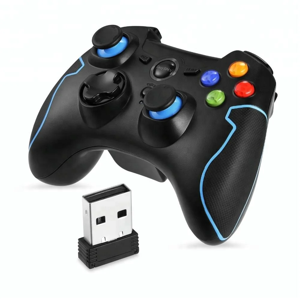 

Amazon top seller 2018 2.4G Wireless joystick game controller android gamepad, Black-blue black-red