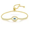 Solid silver love eye adjustable bracelet 925 sterling silver tennis bracelets women pave setting luxury charm jewelry