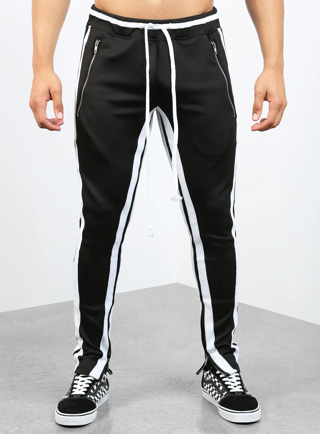 side button track pants mens