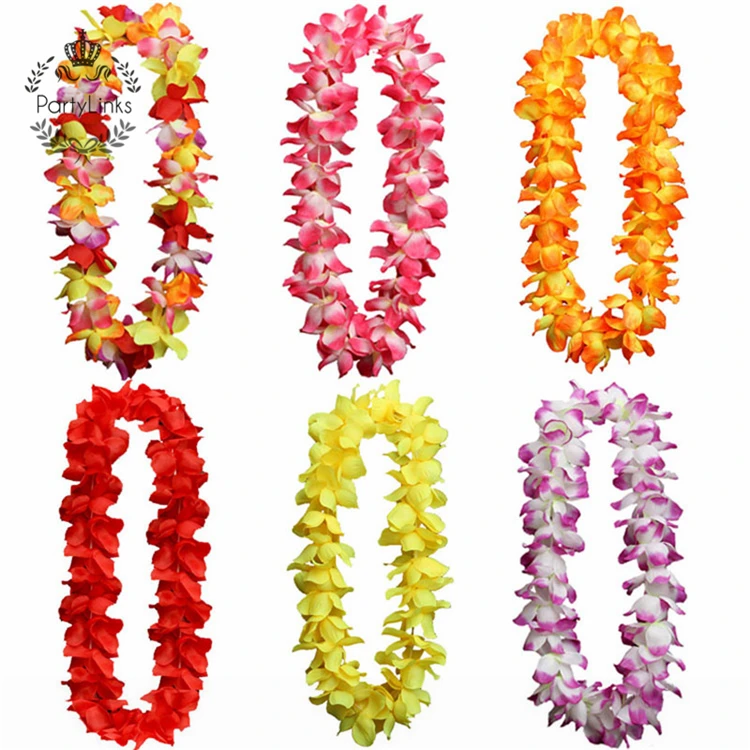 10pcs Hawaiian Flower Leis Garland Necklace Fancy Dress Party Hawaii Beach Decor 