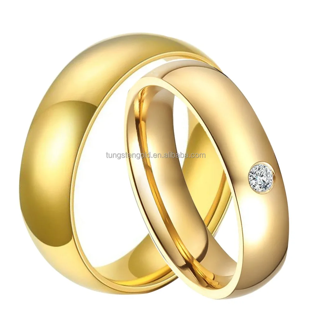 

316L Stainless Steel Ring18K Gold Plated Couples Wedding Band Rings Set Boy Girl CZ Rings, N/a