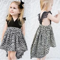 

New design summer sisters dress leopard print fly sleeve cute new born baby girls dresses