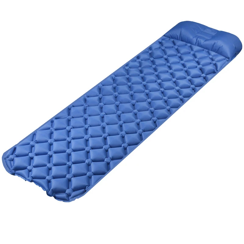 

Lightweight Folding Inflatable Sleeping Pad Camping Mat With Pillow, Blue;orange