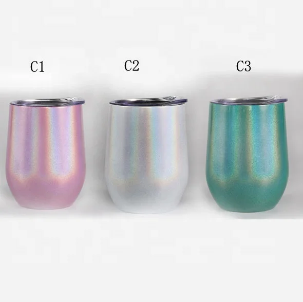 

stainless steel wine tumbler wholesale,12oz glitter stemless wine tumbler wirh lid, Customized