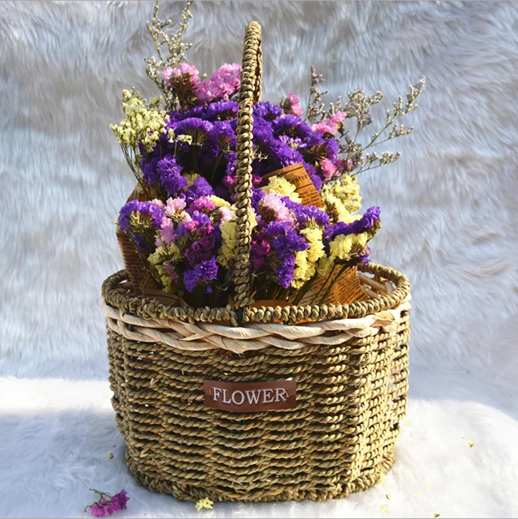 Popular Flower Straw Basket With Handle Buy Easter Straw Basket