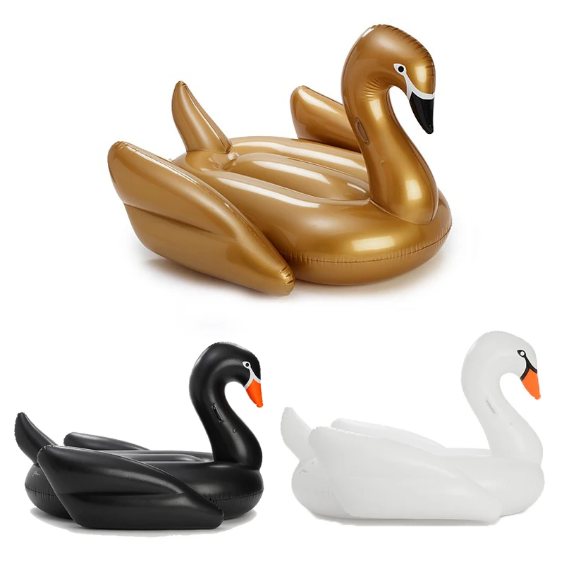 

YY hot sale adults big plastic outdoor swimming inflatable animal pool toys floats inflatable swan pool float, White , black, gold