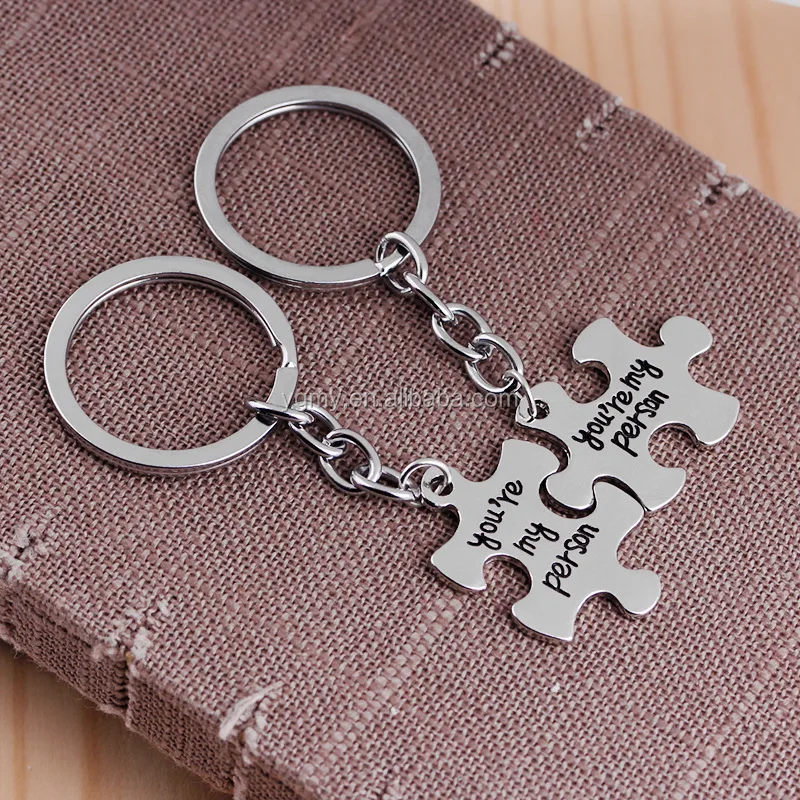 1Set Puzzle You're My Person Couple Keychain For Lovers Key Chain Ring Q 