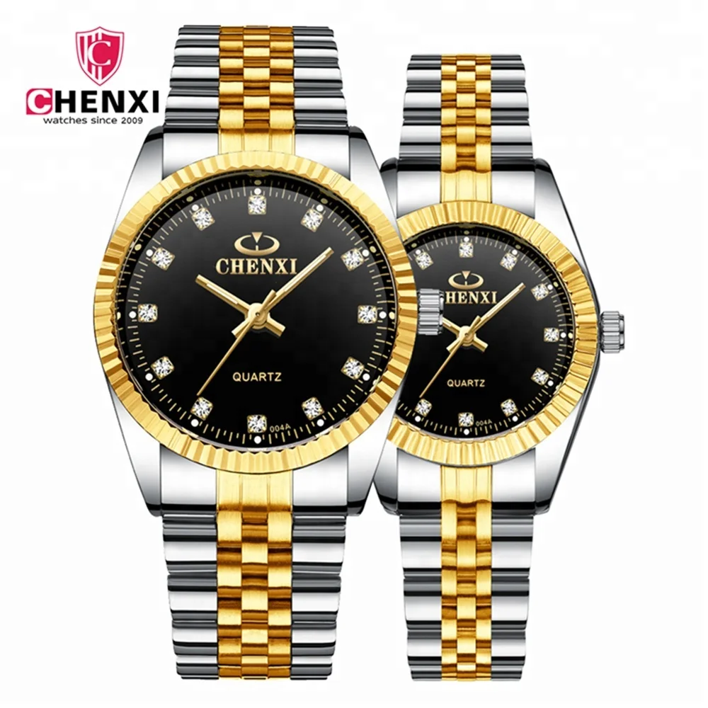 004 A 2 CHENXI Men And Women 2019 Fashion Gold Japanese Movt Diamond Wrist Watch