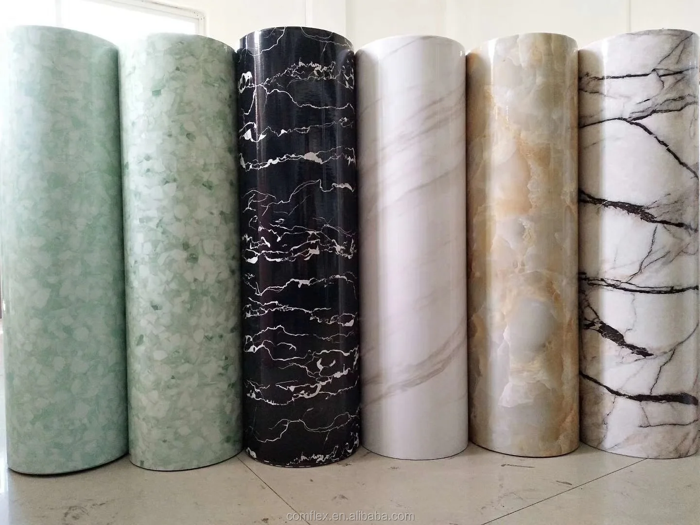 Marble Contact Wall Paper White Roll Kitchen Countertop Cabinet