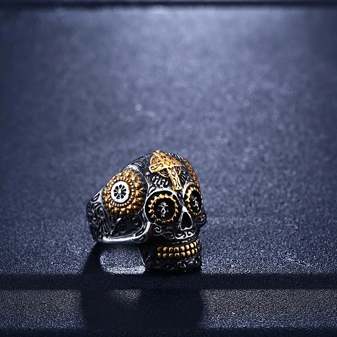 

Hiphop Cool Men's Gothic Carving Ring Stainless Steel High Quality Detail Biker Skull Jewelry For man free shippingBR8-327, N/a