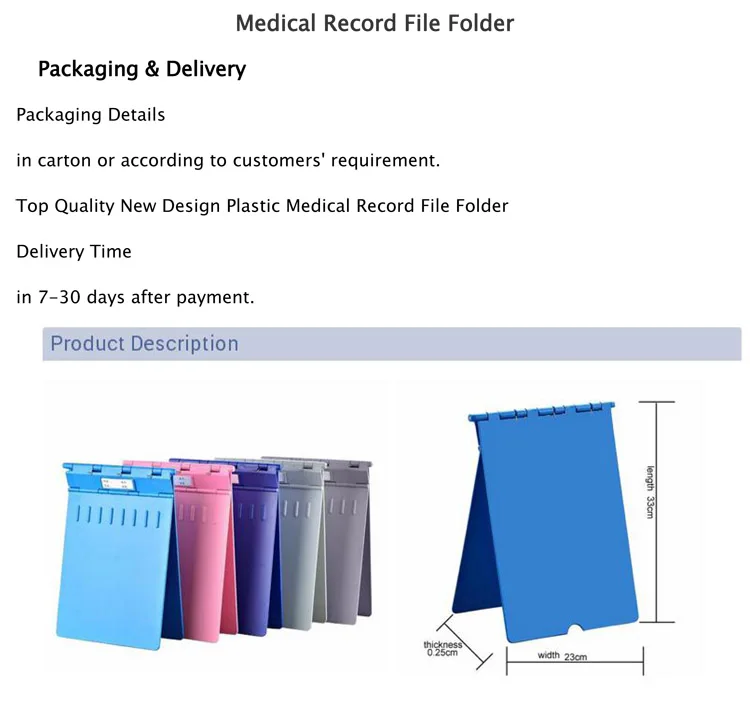 Medical Chart Holder Plastic Folders Plastic Medical Record File Folder