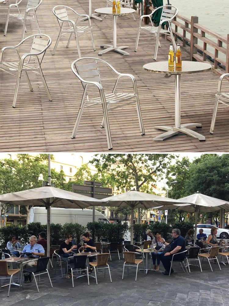 Double Tube Dining Restaurant Outdoor Garden Cafe Bistro Aluminum Chair Set