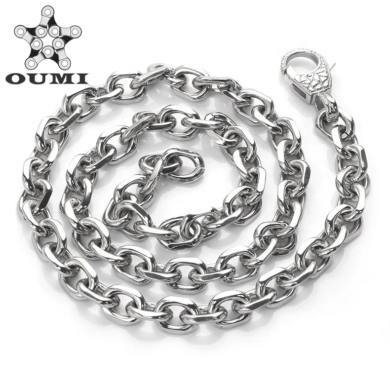 

OUMI Silver Necklace Jewelry Stainless Steel Personalized Mens Bar Chain Necklace