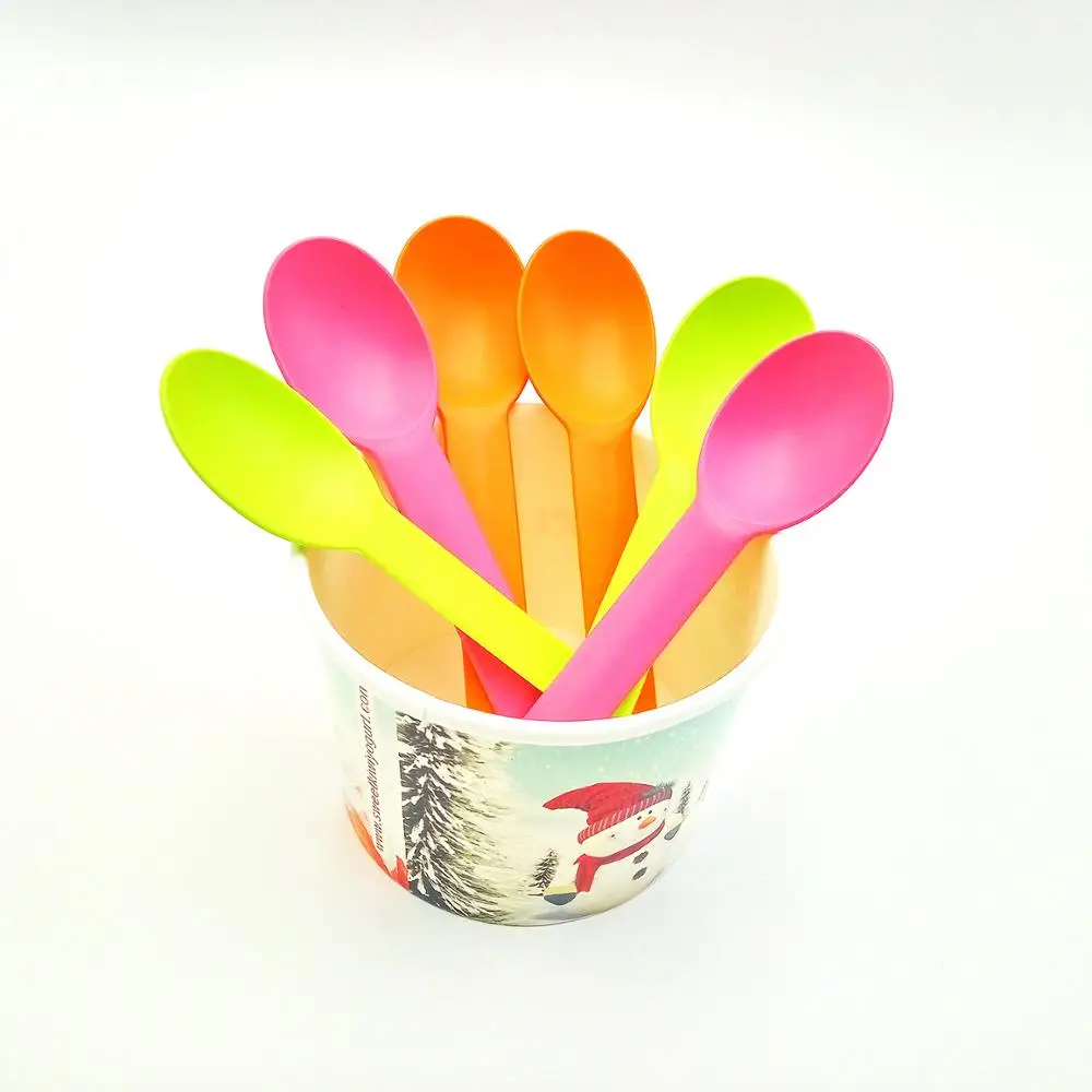 Factory Wholesale Mini Color Spoon Disposable Plastic Dessert Yogurt