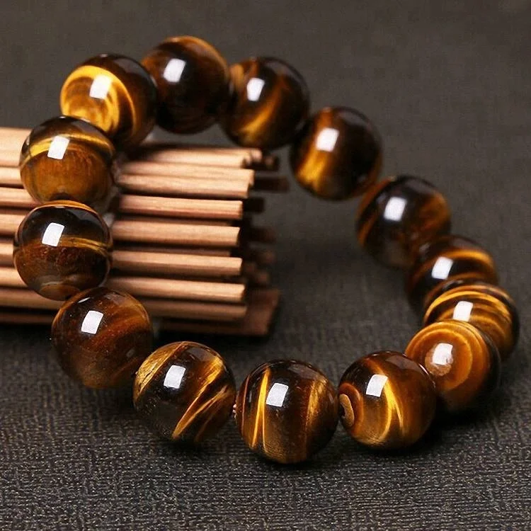 

China wholesale natural stone tiger eye bead bracelet for men and women, Pictures show