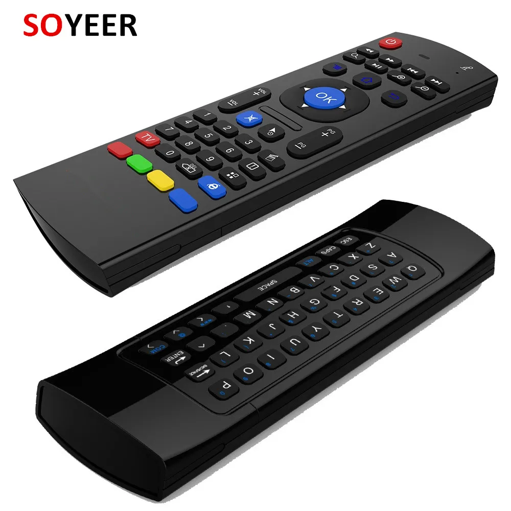 

Soyeer MX3 Air mouse with Voice function 2.4G backlight wireless keyboard for android tv box, Black