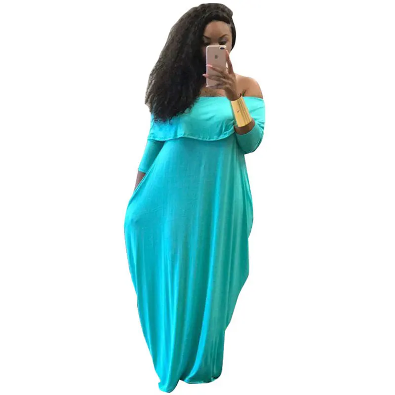 

L51489 Summer Women's Off shoulder Lady Clothes Ruffle Casual Swing Dress