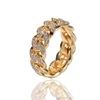 Fashion Design Hiphop Copper Paved CZ Ring Gold Cuban Link Finger Ring