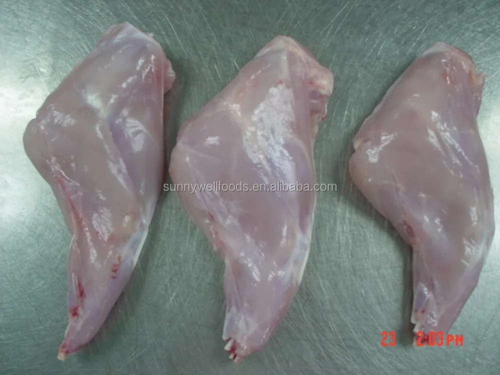 
Frozen rabbit hindlegs bone-in skinless layer packed 