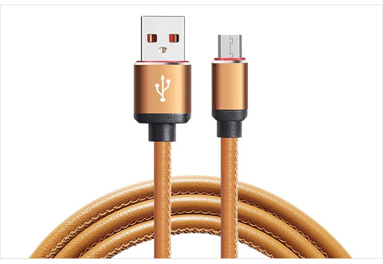 Similor 2018 hot sale high speed leather material  phone  data transmission cable micro usb charging cable