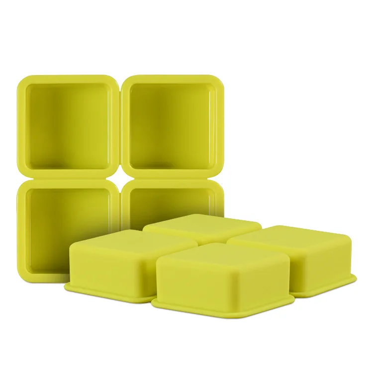 

diy 4 cavity Square shape custom silicone square cake mould soap mold