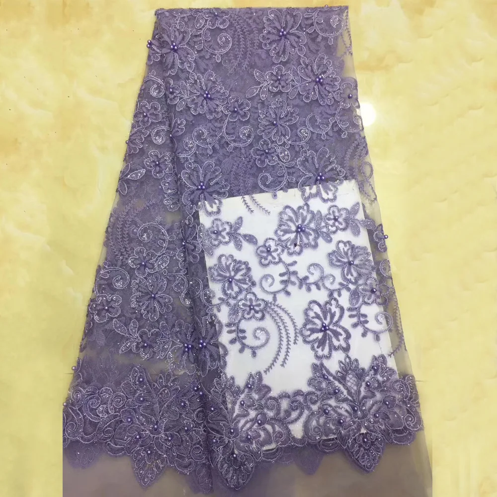 

Beautifical Beaded french lace fabric flower embroidered purple sequin net lace fabric for Malaysia ML1N754, Can be customized