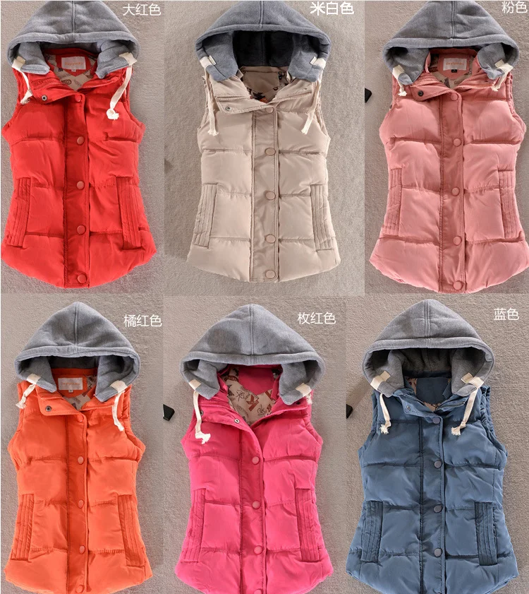 

Women Vest Female Warm Sleeveless Jacket Cotton Solid Hooded Vest for Women M-6XL, N/a