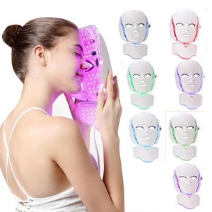 7 Colors Photon Electric LED Facial Mask with Neck Skin Rejuvenation Anti Acne Wrinkle Beauty Treatment Salon Home Use Dropship