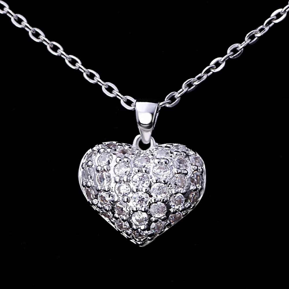 

Accessories For Women Small Zircon Mirco Pave Setting Sold Heart Sterling Silver Cage Pendant Wholesale Necklaces, As photo