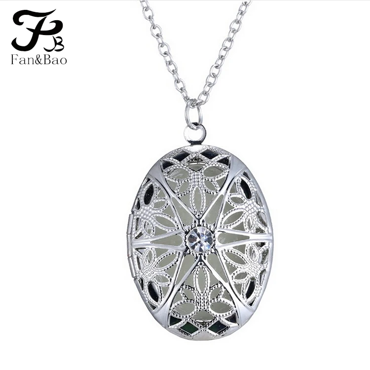 

Oval Filigree Aromatherapy Perfume Locket Essential Oil Diffuser Necklace, Mix colors