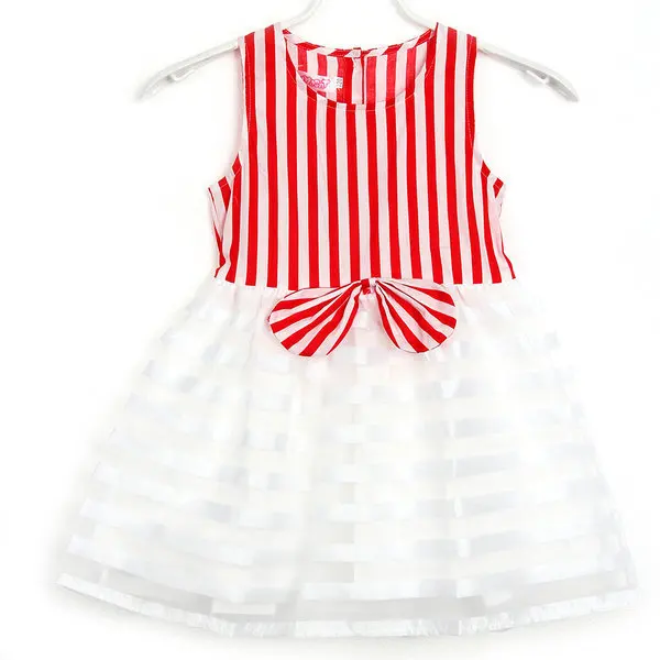 Girls font b Dress b font Kids Striped Tutu Bowknot Sleeveless font b Dress b font