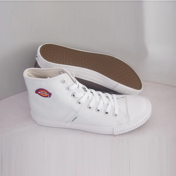 high ankle white canvas shoes