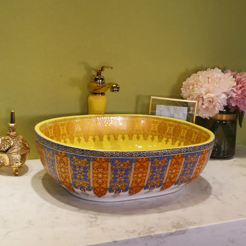 Borboleta amarela Jindezhen Porcelana de vestir banheiro cerâmica