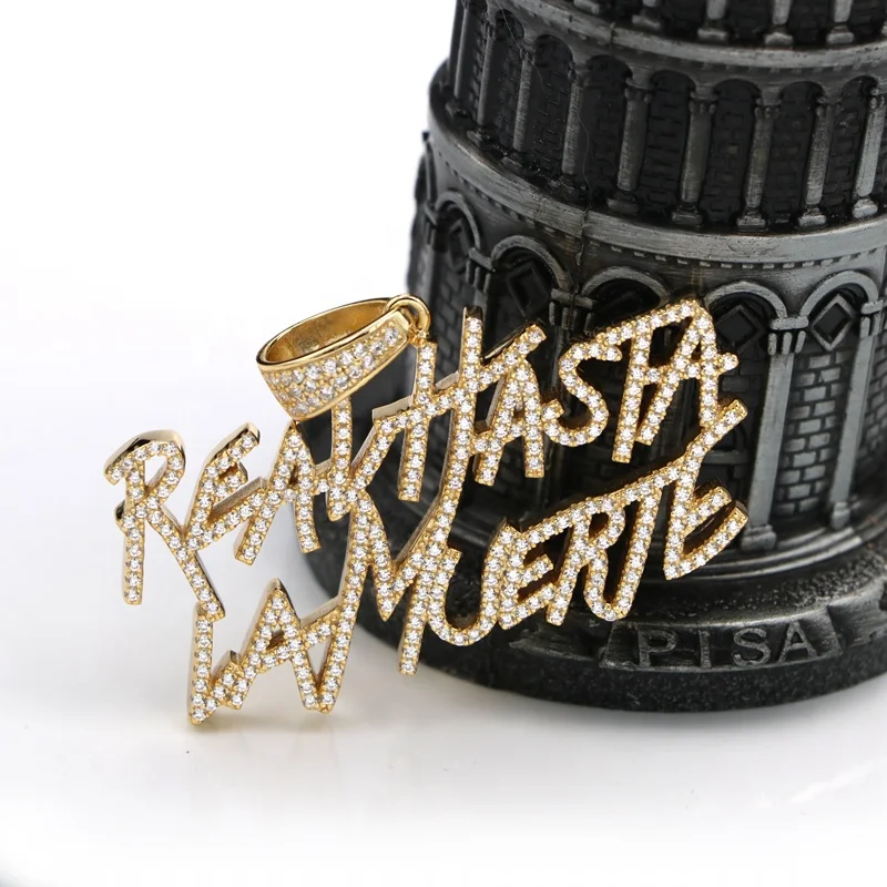 

Mister Jewelry Hot Diamond cz Spain Custom Letter Pendant Necklace, 14k gold