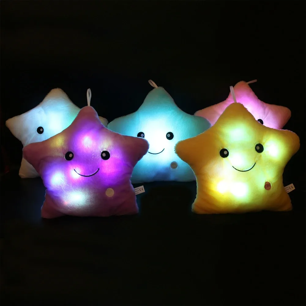 

LED Light Pillow Custom Star Plush Pillow, White;blue;yellow;purple;pink;customized