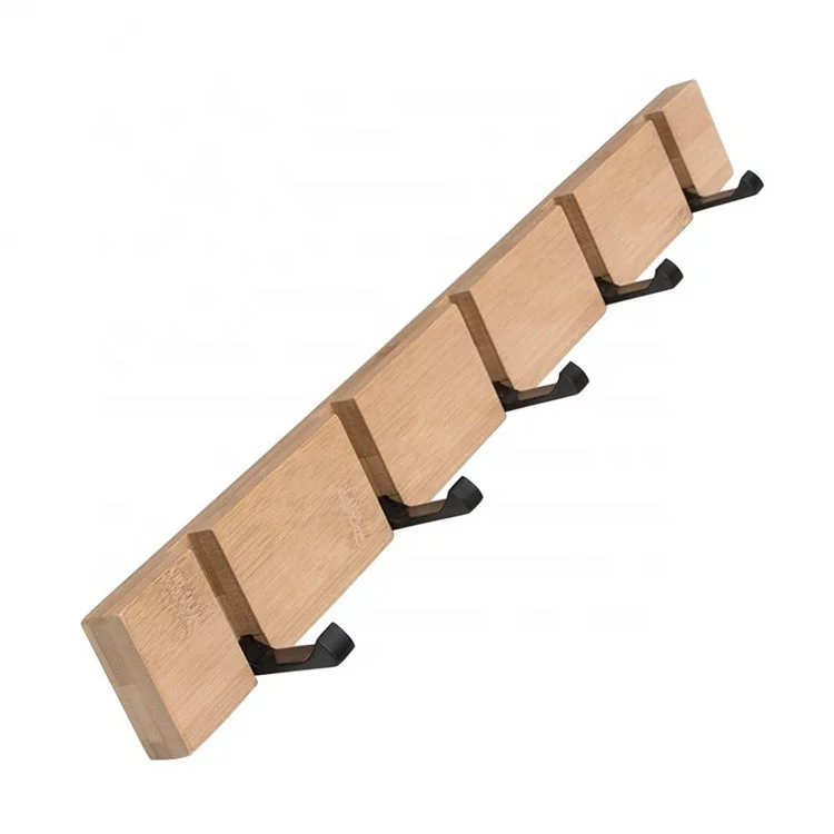 

Natural Bamboo Coat Rack Retractable Hook For Hanging Living Room, Natural color