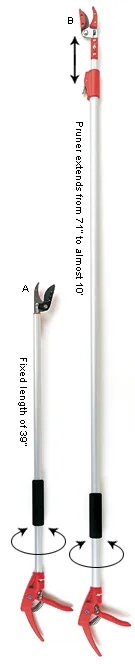 Sécateur Télescopique Perche Aluminium Ronde 1.8-3 M