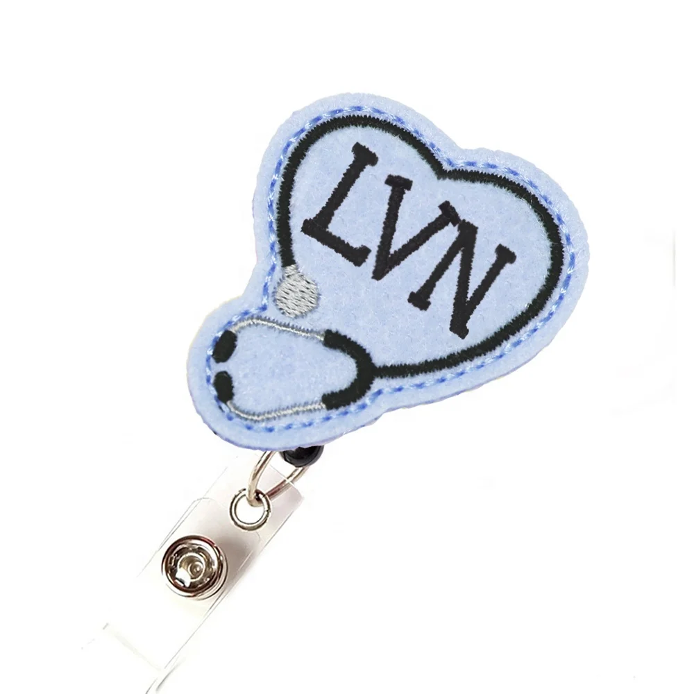 

Retractable LVN Stethoscope Felt ID Badge Reel Holder Hospital Nurse Name Badge Reel