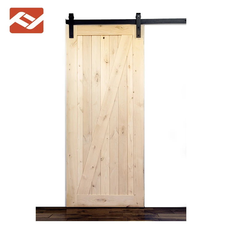 Z Brace Vgroove Pine Interior Stained Solid Wood Sliding Barn Door