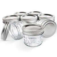 

Diamond pattern storage jar with split metal lid Mini Mason Jars 4 oz - Small Glass Jar with Lids