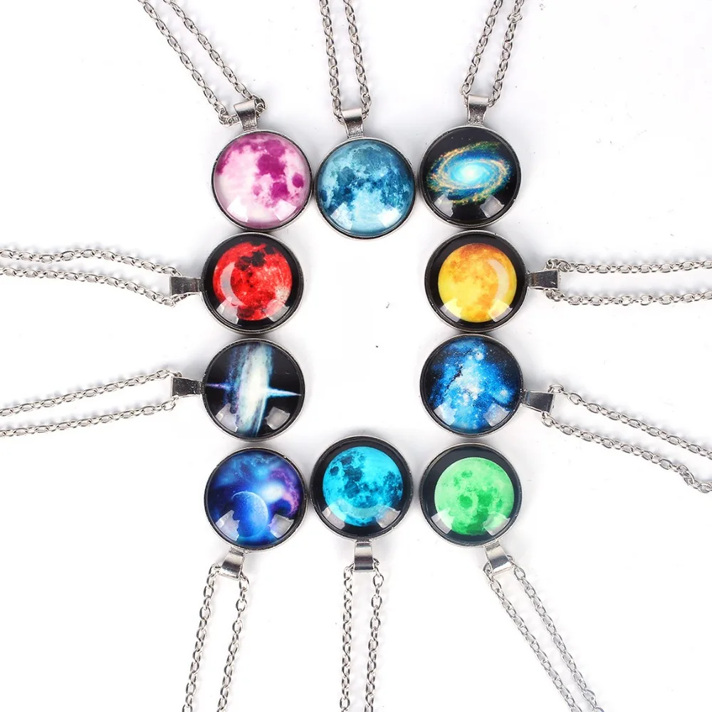 

New Year Glow Jewellery Multiple Colors Aurora Borealis Moon pendant Necklace For Women, Mullitcolor