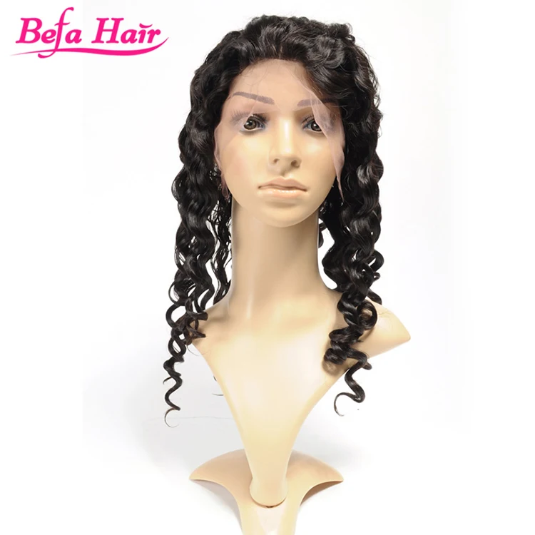 

Popular amoung young girl virgin lace front human hair italian curl wig, Natural black 1b