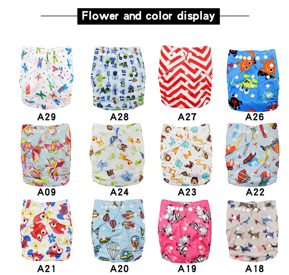 Oem Cute Baby Print Cloth Diaper Pocket Cloth Diapers Reusable Washable